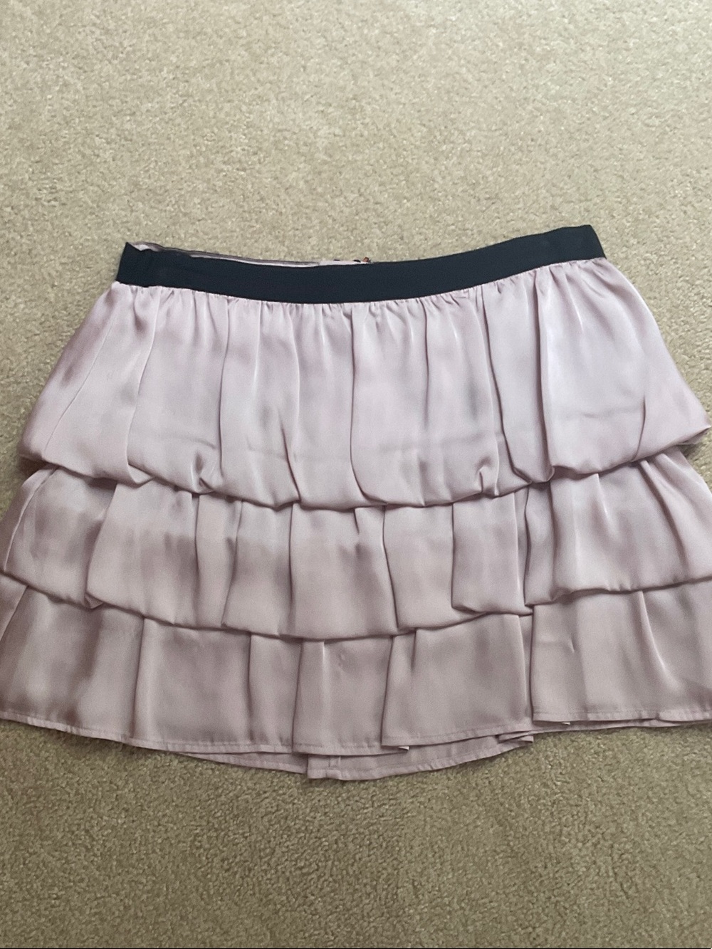 Guess Blush Pink Tiered Mini Skirt with Black Waistband